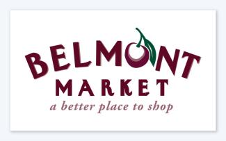 Logo for Belmont Market with the tagline, "A better place to shop"