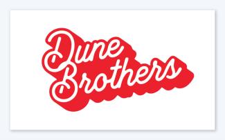 Logo for Dunn Brothers written in retro red script