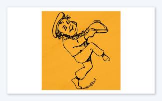 Hangry Kitchen logo showing a hand drawn image of a man holding a serving platter