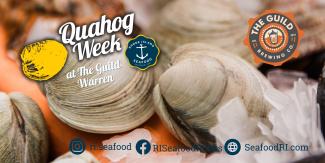 Image of quahogs with the Quahog Week and The Guild Brewing Co. logos